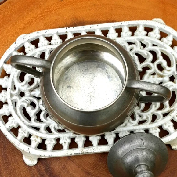 EUC SELANGOR PEWTER MID-CENTURY CREAMER AND SUGAR BOWL - Picture 7 of 10